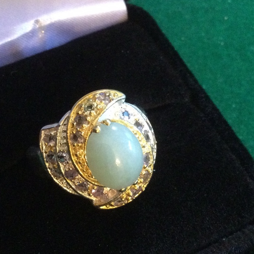 Elegant Genuine Aquamarine & Tanzanite Ring - Picture 4 of 10